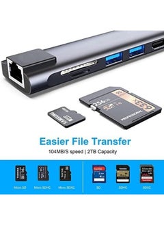 Generic USB C Hub, 7 in 1 Type C Adapter with USB C to HDMI,1Gbps Ethernet RJ45,100W Power Delivery,2 USB 3.0 Data Ports, SD/TF Card Readers, Compatible for MacBook Pro/Air, and More USB C Device  - Image 4