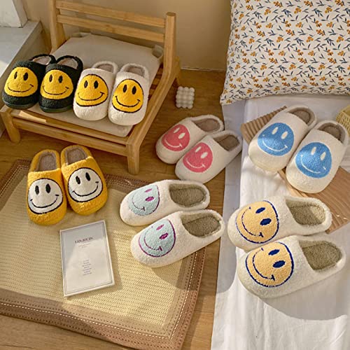 Bevaney Smile Face Slippers for Women, Soft Plush Smile Slippers Retro Preppy Slipper with Happy Face Slip-on Cozy Indoor OutdoorIndoor Outdoor Comfy Shoes - Image 5