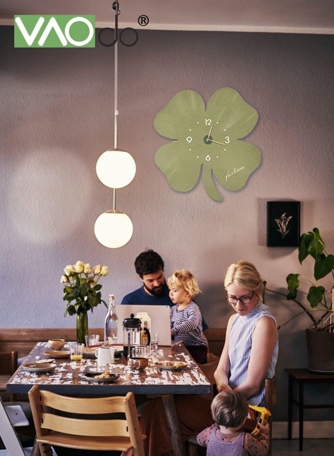 فاو دو ساعة حائط بأربع أوراق البرسيم ساعة حائط صامتة غير موقوتة ساعة إبداعية كوارتز ساعة تعمل بالبطارية ديكور منزلي لغرفة المعيشة والمدرسة والمكتب 40*40 سم - Image 2