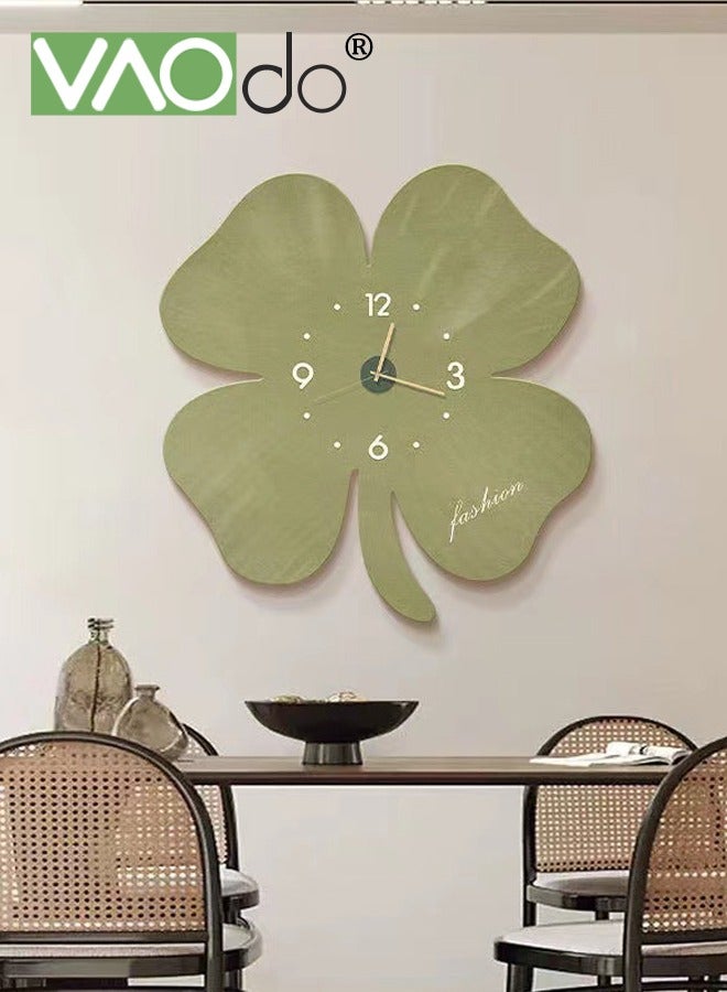 فاو دو ساعة حائط بأربع أوراق البرسيم ساعة حائط صامتة غير موقوتة ساعة إبداعية كوارتز ساعة تعمل بالبطارية ديكور منزلي لغرفة المعيشة والمدرسة والمكتب 40*40 سم - Image 1
