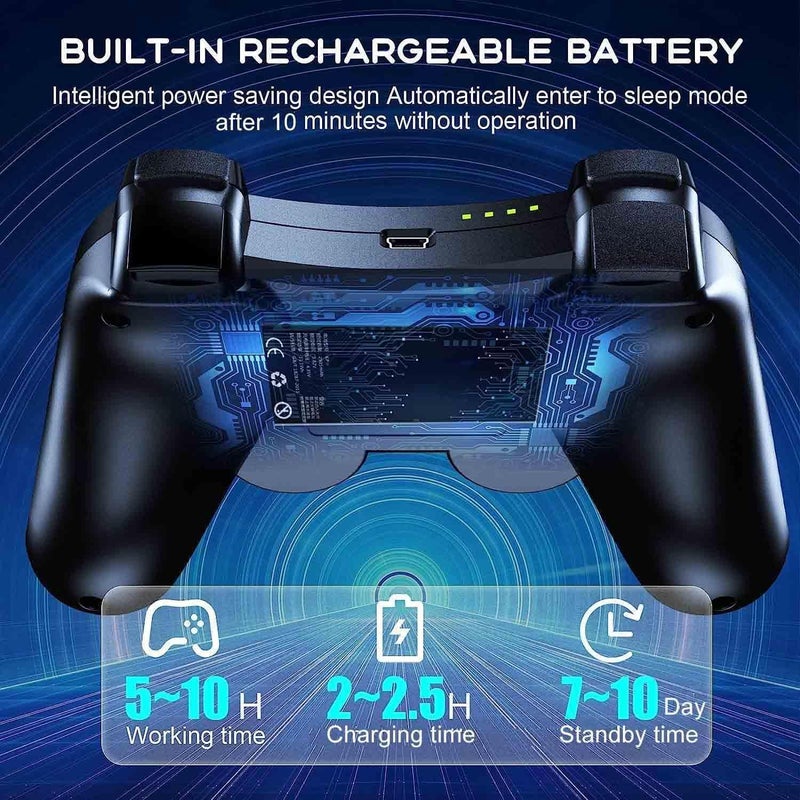 وحدة تحكم Sefitopher للتحكم اللاسلكي في PS3 متوافقة مع لوحة ألعاب Bluetooth الخاصة بـ Playstation 3 مع خاصية Double Shock، وكابل شحن. - Image 4