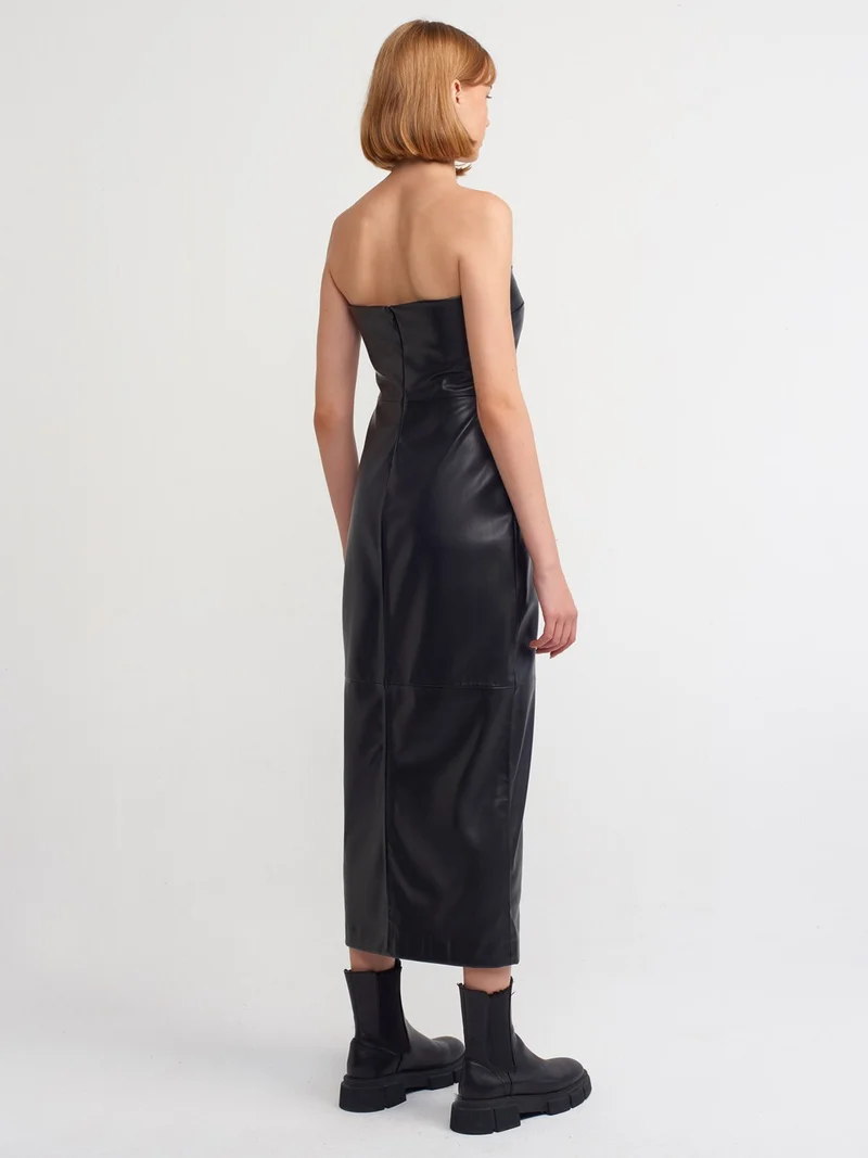 Dilvin Faux Leather Dress