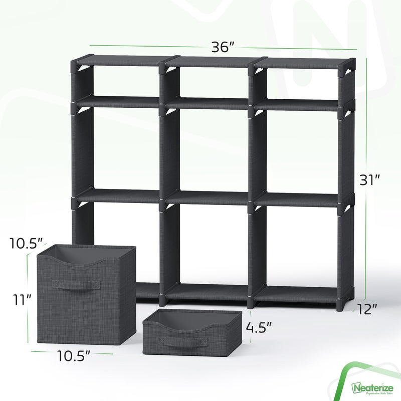 NEATERIZE Cube Storage Organizer with Storage Bins Included - The Perfect Closet Organizers and Storage Solution. Includes 9 Storage Cubes, Great For Toy Storage, Closet Storage, Clothes Storage (Dark Grey) - Image 2