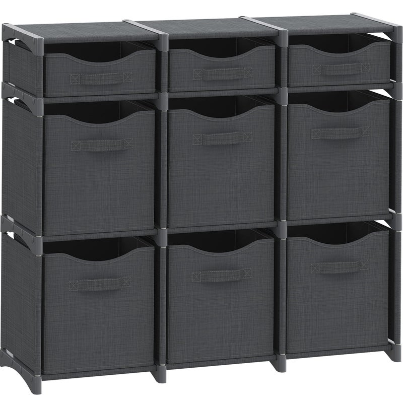 NEATERIZE Cube Storage Organizer with Storage Bins Included - The Perfect Closet Organizers and Storage Solution. Includes 9 Storage Cubes, Great For Toy Storage, Closet Storage, Clothes Storage (Dark Grey) - Image 1