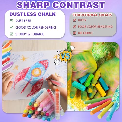 Zhenbuco Sidewalk Chalk for Kids - 24 PCS Colored Non-Toxic Twistable Children's Day Dustless Chalk with Holder, Dust-free Washable Toddler Chalk for Chalkboard Drawing Writing (Plastic Box-Packed) - Image 3
