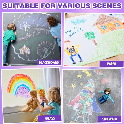 Zhenbuco Sidewalk Chalk for Kids - 24 PCS Colored Non-Toxic Twistable Children's Day Dustless Chalk with Holder, Dust-free Washable Toddler Chalk for Chalkboard Drawing Writing (Plastic Box-Packed) - Image 5