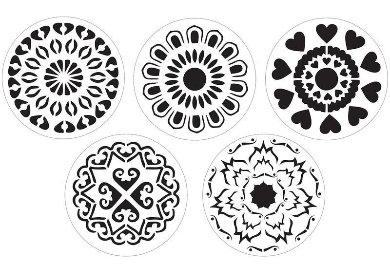 SNOOGG Mandala 10 Pack of 8 inch and 4 pc Round paintable MDF Dot Painting Stencils Perfect for DIY Rock Painting Art Projects,Mandala Stencils for Painting on Wood Furniture - Image 1