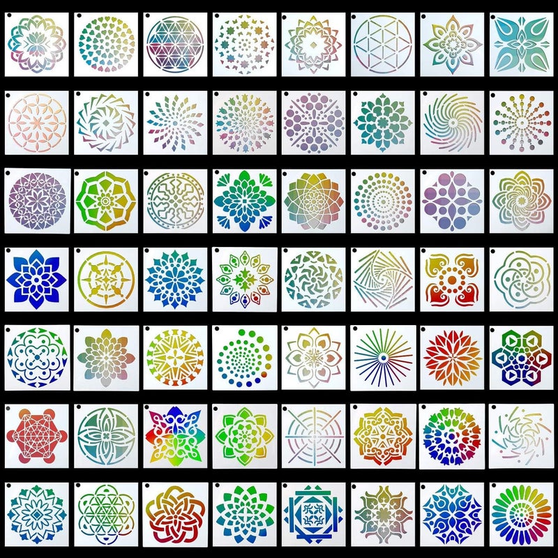 SNOOGG Mandala 10 Pack of 8 inch and 4 pc Round paintable MDF Dot Painting Stencils Perfect for DIY Rock Painting Art Projects,Mandala Stencils for Painting on Wood Furniture - Image 3