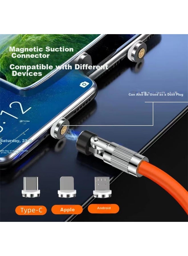 Zitai [rotating Magnetic] 5a Type-c كابل شاحن فائق السرعة، سلك شحن 40 واط لهواوي، شاومي، هونر، سلك واحد مع وصلة واحدة [type-c] بطول 1.2 متر، اللون برتقالي - Image 2