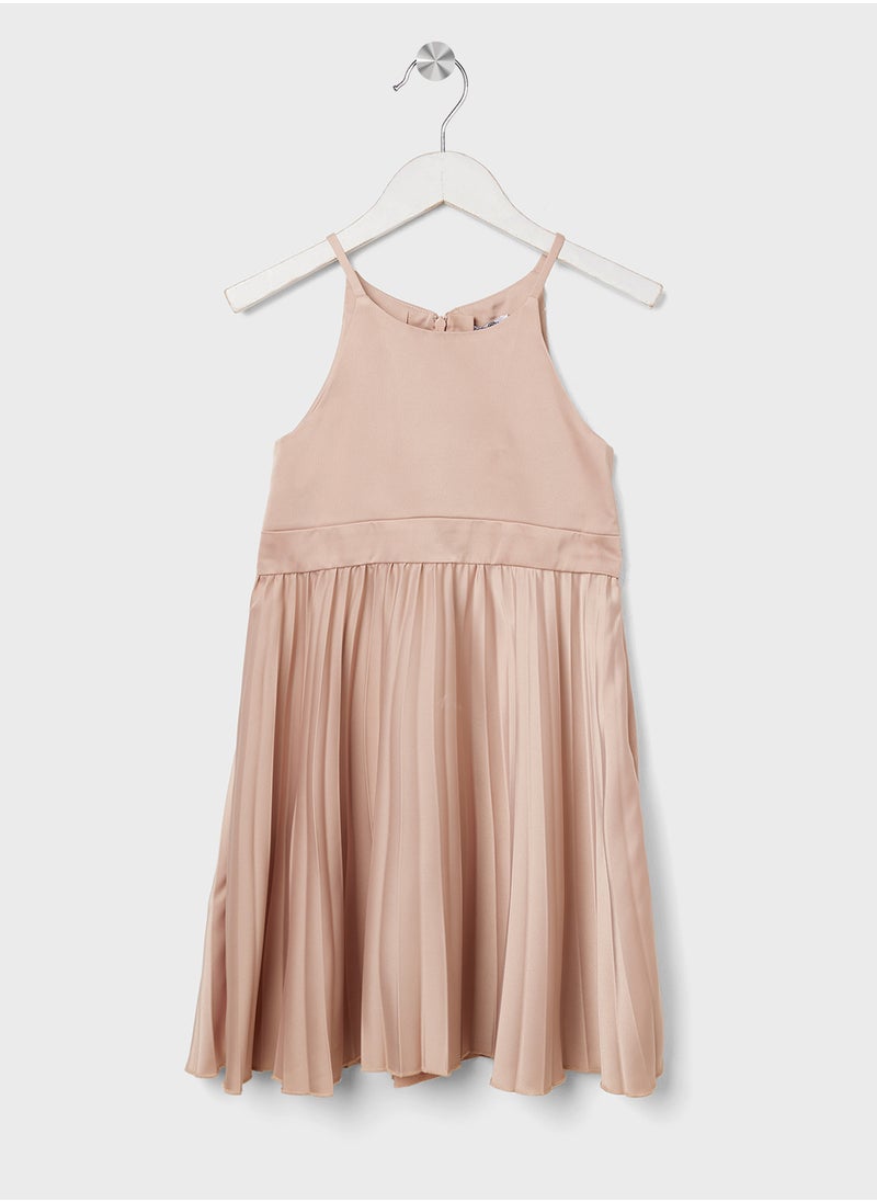 Chi Chi London Girls - Kids Pleated Satin Flower Dress - Image 1