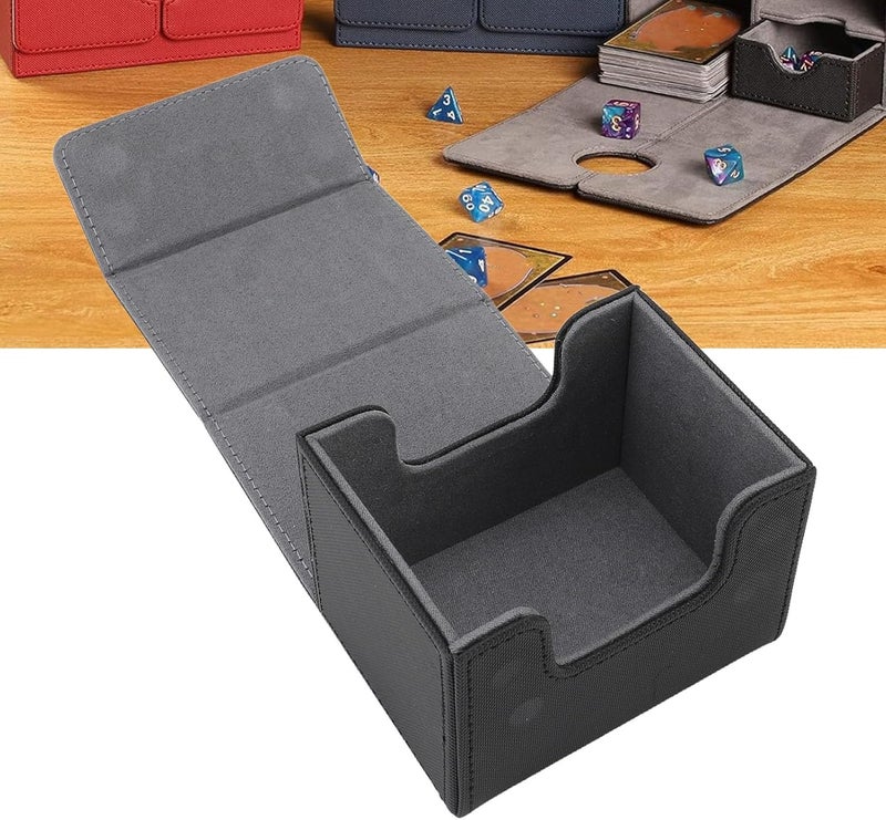 ZJchao Magnetic Closure PU Leather Trading Card Storage Box Holds 120+ Single Sleeved Cards - Ideal for and Collectors in Gray (Black Gray) - Image 4
