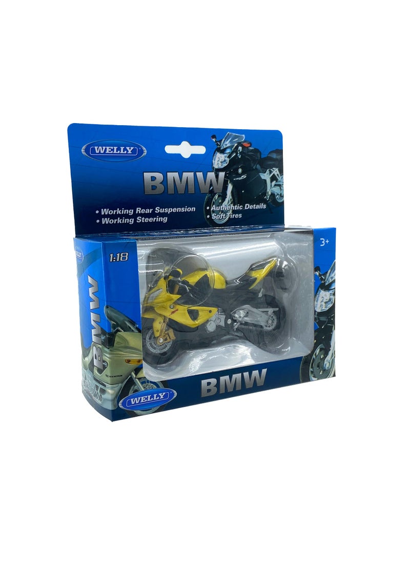 Welly Welly Die Cast Motorcycle Yellow Compatible with S1000RR, 1:18 Scale  - Image 4