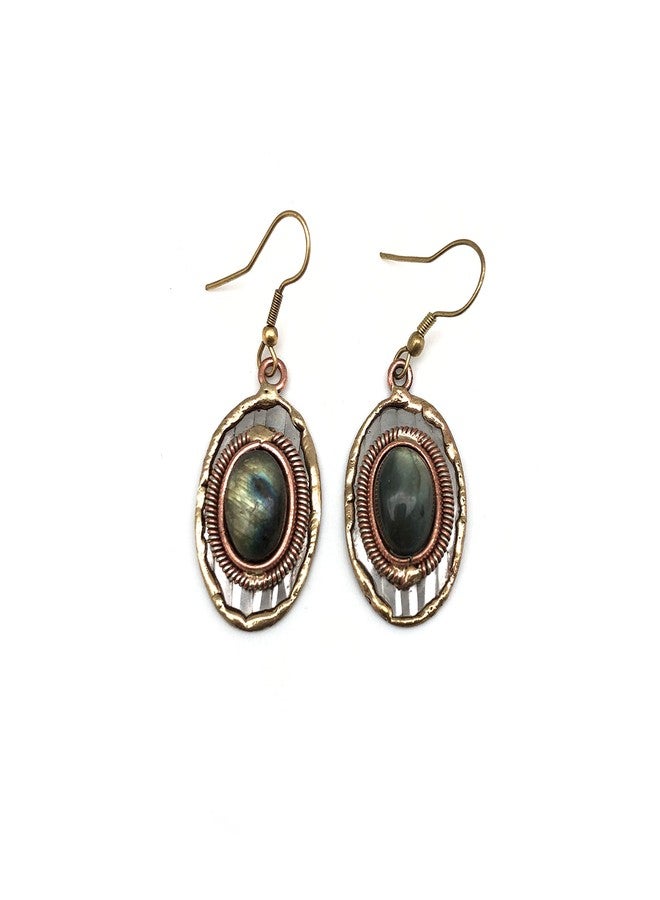 Anju E2202 Mixed Metal Earrings with Labradorite