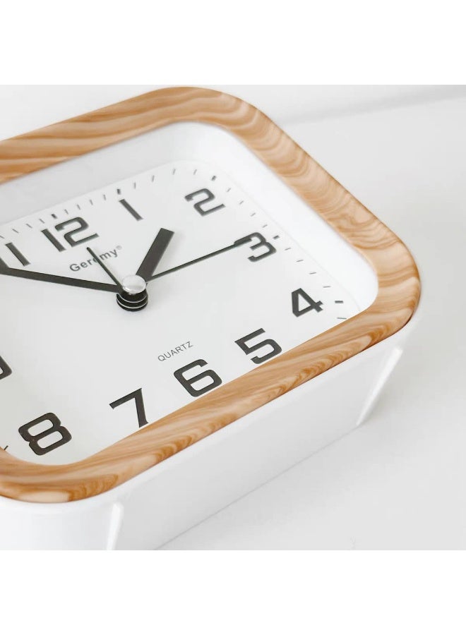 ساعة منبه كلاسيكى بإطار لون خشبى بتصميم أنيق للمنزل والمكتب.(اصفر ) - Image 3