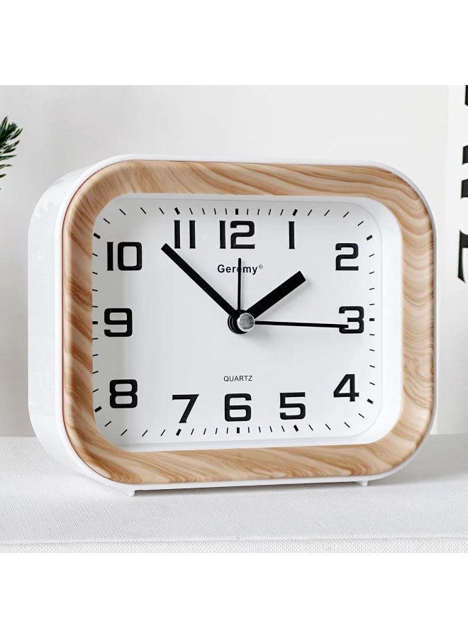 ساعة منبه كلاسيكى بإطار لون خشبى بتصميم أنيق للمنزل والمكتب.(اصفر ) - Image 1