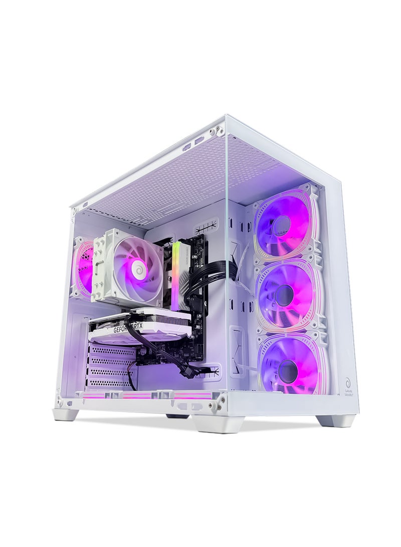 Game Sekret باقة حاسوب الألعاب Pro من Game Sekret – بمعالج Intel Core i5-14400F، وخيار بطاقة رسومات GeForce RTX 3060 أو RTX 4060 أو RTX 5060 أو RTX 5060 Ti، وذاكرة 16GB DDR5، وتخزين NVMe SSD سعة 1TB، ومبرّد هوائي، ولوحة H610، ومزوّد طاقة 650W 80+، مع شاشة 27 بوصة FHD ولوحة مفاتيح وفأرة ولوحة فأرة وسماعة رأس، واتصال Wi-Fi وBluetooth، ونظام Windows 11 Pro، مع ضمان لمدة سنة واحدة. white - Image 2