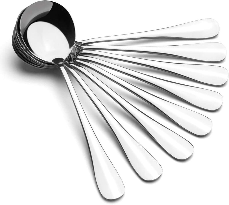 amovee Soup Spoons, Wholesale Spoons Silverware, Round Stainless Steel Spoon Set of 8 - Image 1