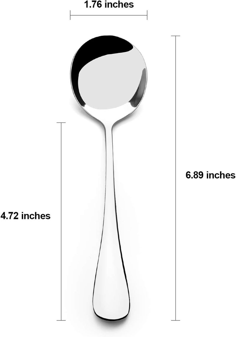 amovee Soup Spoons, Wholesale Spoons Silverware, Round Stainless Steel Spoon Set of 8 - Image 4