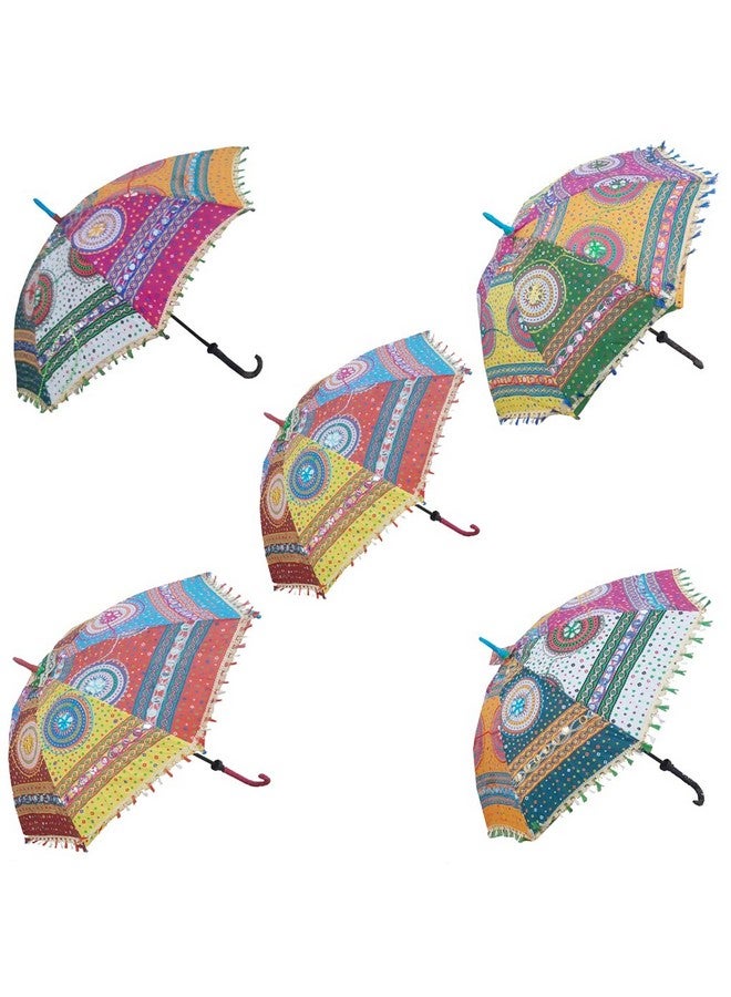 ea ekam art Sun Protection Rajasthani Umbrella Handicraft Walking Stick - 5 Pieces - Image 1