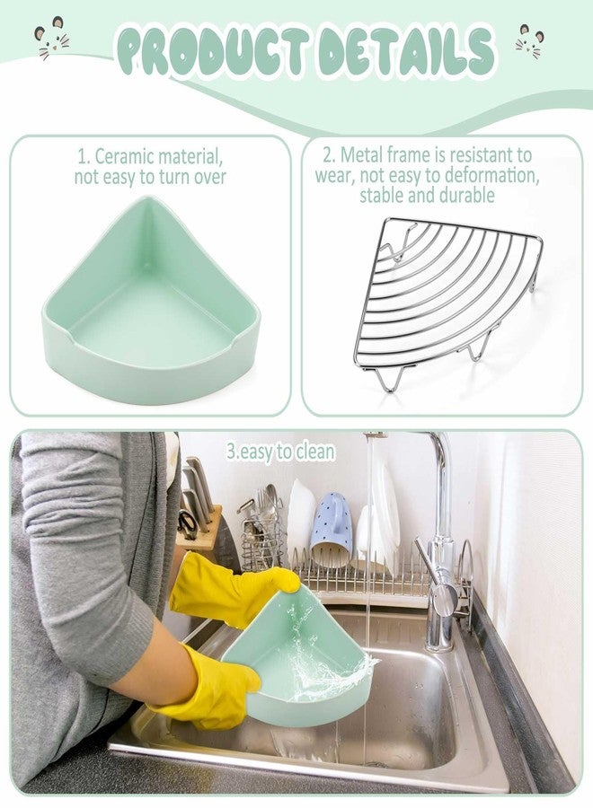 Eccliy Ceramic Corner Litter Box for Small Pets, Tip-Proof, Chew-Resistant, Triangle Potty Trainer Pet Pan for Ferret, Guinea Pig, Rat, Bunny, Chinchilla, Hedgehog, Sugar Glider, Hamster(Cyan) - Image 4