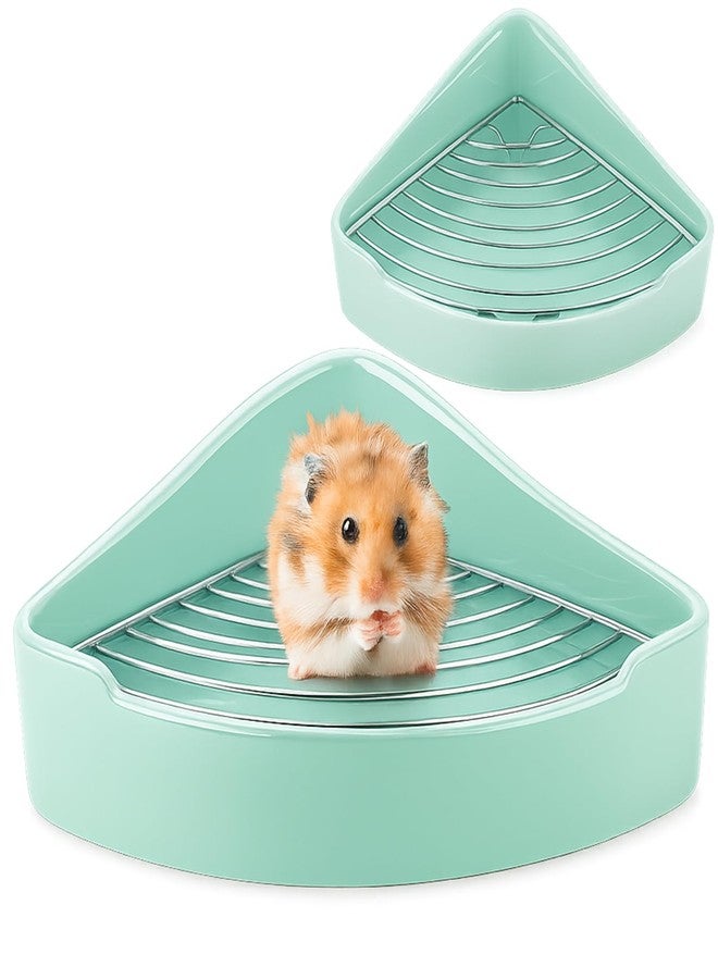 Eccliy Ceramic Corner Litter Box for Small Pets, Tip-Proof, Chew-Resistant, Triangle Potty Trainer Pet Pan for Ferret, Guinea Pig, Rat, Bunny, Chinchilla, Hedgehog, Sugar Glider, Hamster(Cyan) - Image 1
