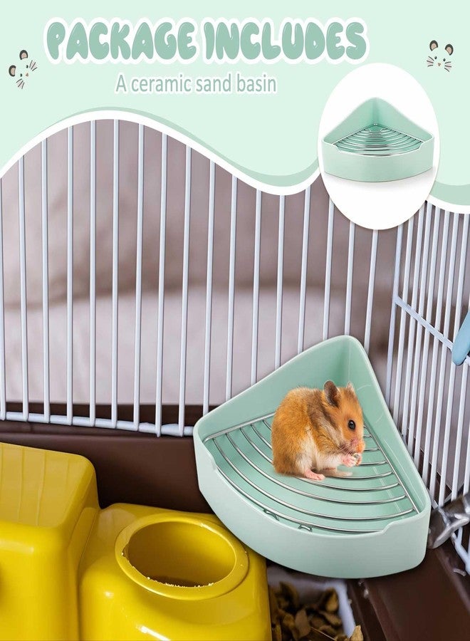 Eccliy Ceramic Corner Litter Box for Small Pets, Tip-Proof, Chew-Resistant, Triangle Potty Trainer Pet Pan for Ferret, Guinea Pig, Rat, Bunny, Chinchilla, Hedgehog, Sugar Glider, Hamster(Cyan) - Image 3