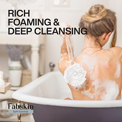 Fabskin Bath Brush Loofah With Wooden Handle | White | For Men and Women | Back Bath Scrubber | Loofah For Back Bathing | Made In India - Image 4