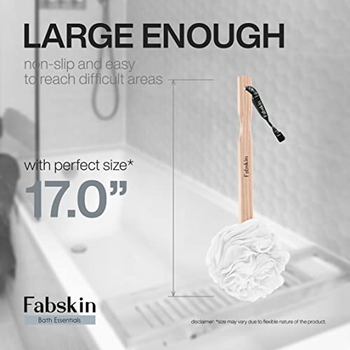 Fabskin Bath Brush Loofah With Wooden Handle | White | For Men and Women | Back Bath Scrubber | Loofah For Back Bathing | Made In India - Image 5