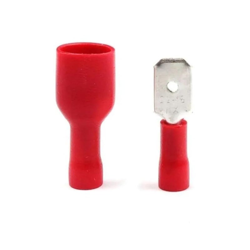 Red Crimp Terminal Connectors 25 Sets 50 Pcs 1 25 250mm Male Female Wire Connections - Image 4