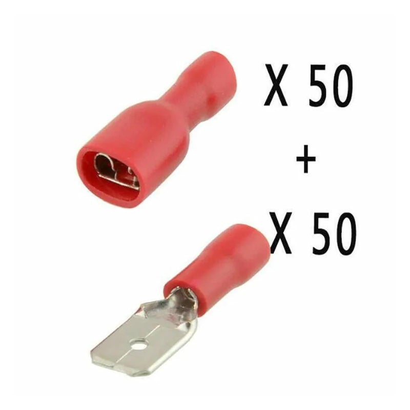 Red Crimp Terminal Connectors 25 Sets 50 Pcs 1 25 250mm Male Female Wire Connections - Image 5