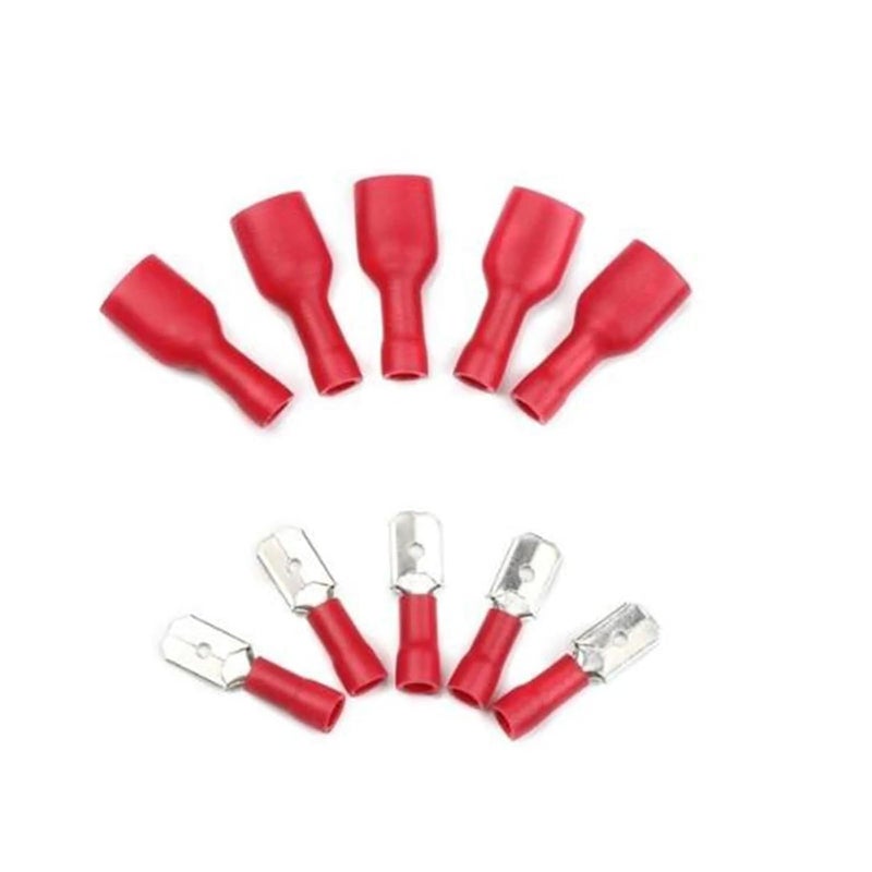 Red Crimp Terminal Connectors 25 Sets 50 Pcs 1 25 250mm Male Female Wire Connections - Image 1