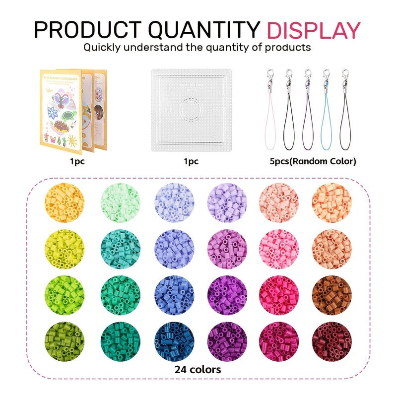 Pony Beads Kit Set One 24 Pattern 2.6mm Craft for Beginners - Image 5