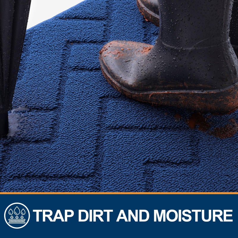 OLANLY Indoor Door Mat  36x24  Dirt Resistant and Absorbent  Sturdy Non-Slip Rubber Backing  Easy to Clean  Washable Entry Mat  Ideal Low-Profile Floor Mat for Front Back Door and Entryway  Navy - Image 2