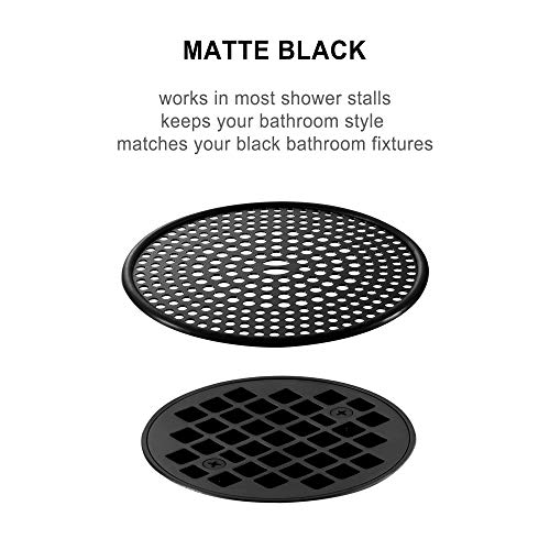 Fipoque 304 Stainless Steel Hair Catcher Shower Drain Cover with Silicone, Shower Stall Drain Strainer, Bathtub Hair Stopper, Bathroom Hair Trap Floor Drain Protector, Matte Black 4.33 Inches Round Flat - Image 4
