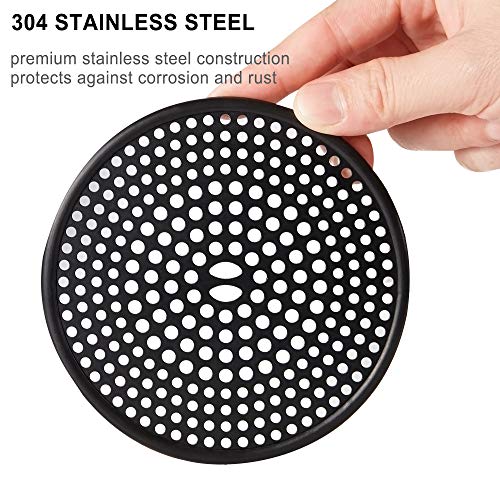 Fipoque 304 Stainless Steel Hair Catcher Shower Drain Cover with Silicone, Shower Stall Drain Strainer, Bathtub Hair Stopper, Bathroom Hair Trap Floor Drain Protector, Matte Black 4.33 Inches Round Flat - Image 3