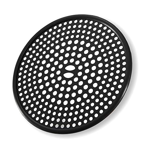 Fipoque 304 Stainless Steel Hair Catcher Shower Drain Cover with Silicone, Shower Stall Drain Strainer, Bathtub Hair Stopper, Bathroom Hair Trap Floor Drain Protector, Matte Black 4.33 Inches Round Flat - Image 1
