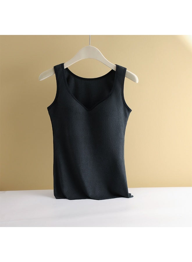 NIBEMINENT Velvet Thermal Tank Top Women With Chest Pad Autumn and Winter Thickened Seamless Underwear - Image 1