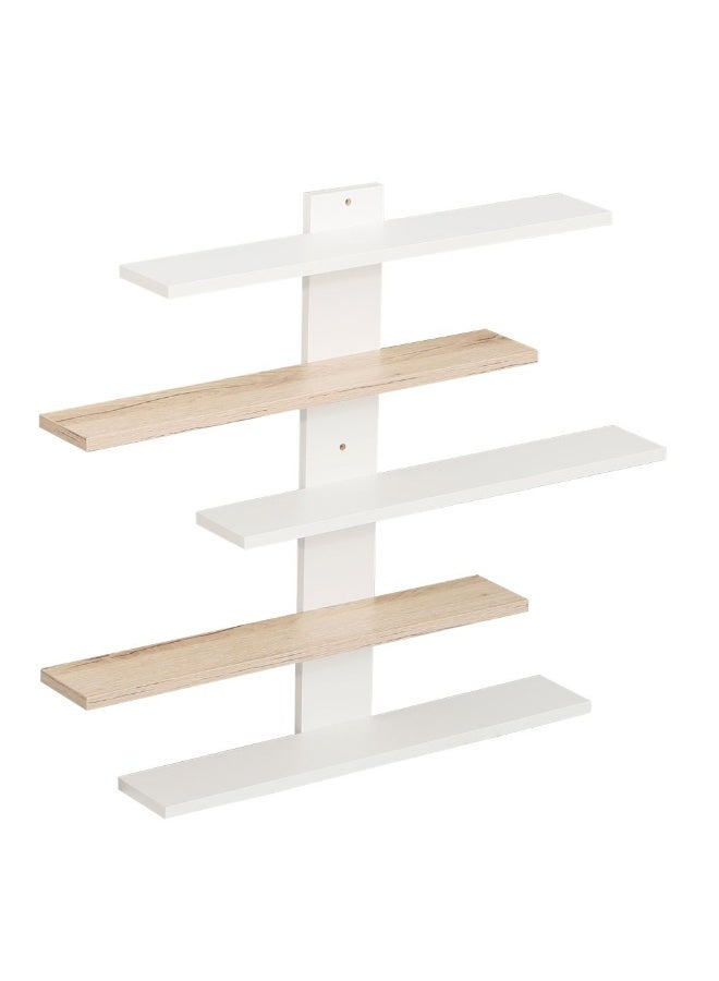 DANUBE HOME رف حائط كوليس 5 طبقات - أثاث غرفة معيشة أنيق من البلوط/الأبيض، خشب هندسي، 85×11.5×70 سم، مثالي لديكور المنزل والتخزين، 5 رفوف، تشطيب ميلامين - Image 2