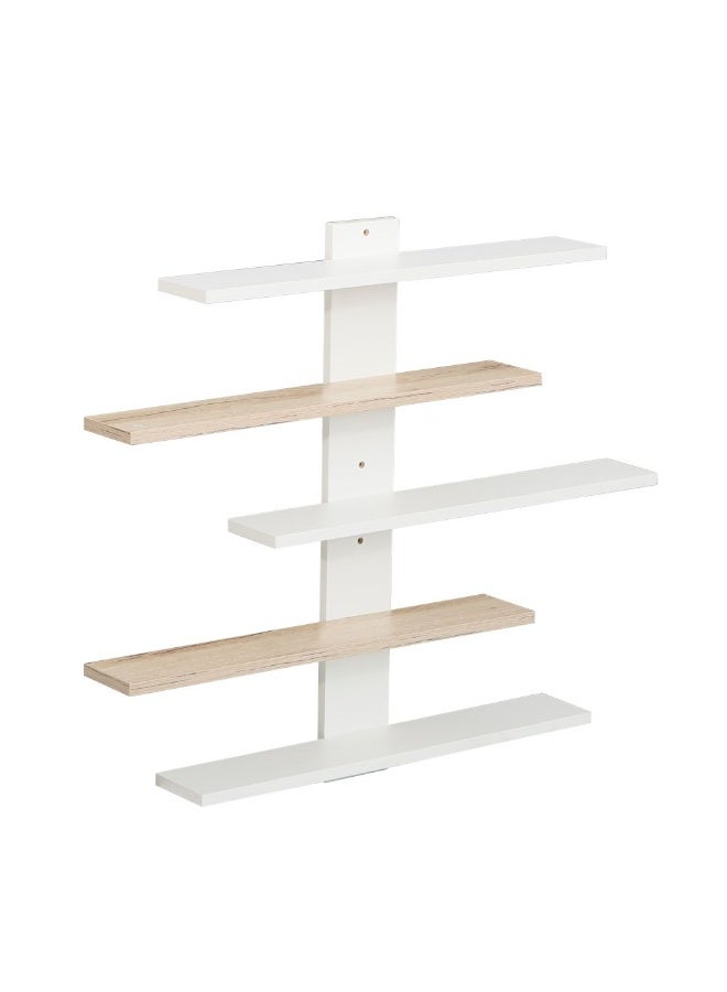 DANUBE HOME رف حائط كوليس 5 طبقات - أثاث غرفة معيشة أنيق من البلوط/الأبيض، خشب هندسي، 85×11.5×70 سم، مثالي لديكور المنزل والتخزين، 5 رفوف، تشطيب ميلامين - Image 5