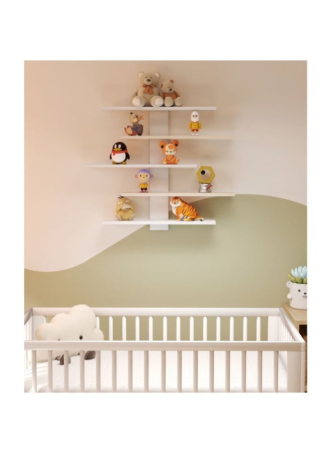 DANUBE HOME رف حائط كوليس 5 طبقات - أثاث غرفة معيشة أنيق من البلوط/الأبيض، خشب هندسي، 85×11.5×70 سم، مثالي لديكور المنزل والتخزين، 5 رفوف، تشطيب ميلامين - Image 1