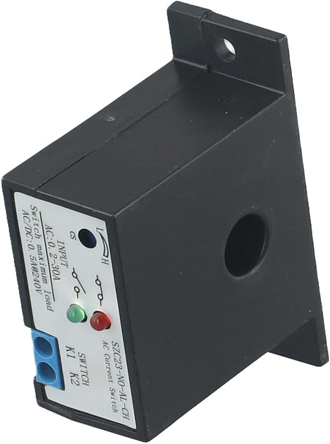 مفتاح استشعار تيار متردد يعمل بالطاقة الذاتية، مفتوح عادةً، 0-30 أمبير مع مؤشر LED، هيكل من مادة ABS، مستشعر MOS لاسلكي، SZC23 NO AL CH - Image 4