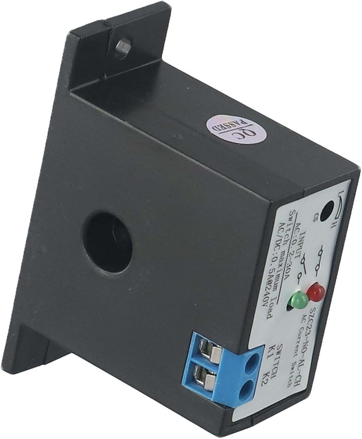 مفتاح استشعار تيار متردد يعمل بالطاقة الذاتية، مفتوح عادةً، 0-30 أمبير مع مؤشر LED، هيكل من مادة ABS، مستشعر MOS لاسلكي، SZC23 NO AL CH - Image 1