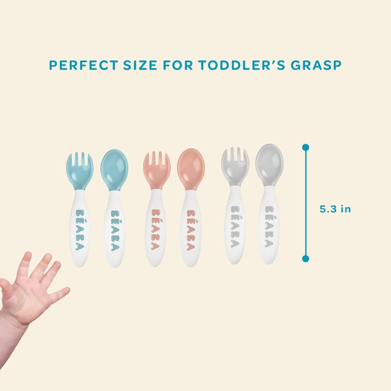 BEABA Toddler Self Feeding Cutlery And Utensils, Baby Spoons and Forks , Baby Essentials, 10 Pack, Assorted - Image 2