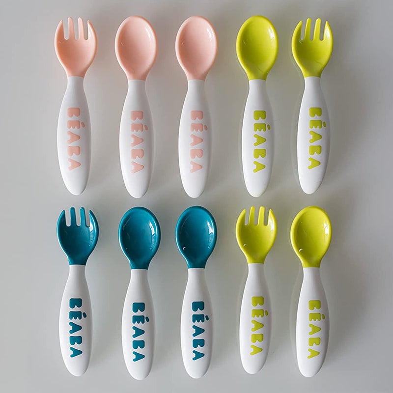 BEABA Toddler Self Feeding Cutlery And Utensils, Baby Spoons and Forks , Baby Essentials, 10 Pack, Assorted - Image 4