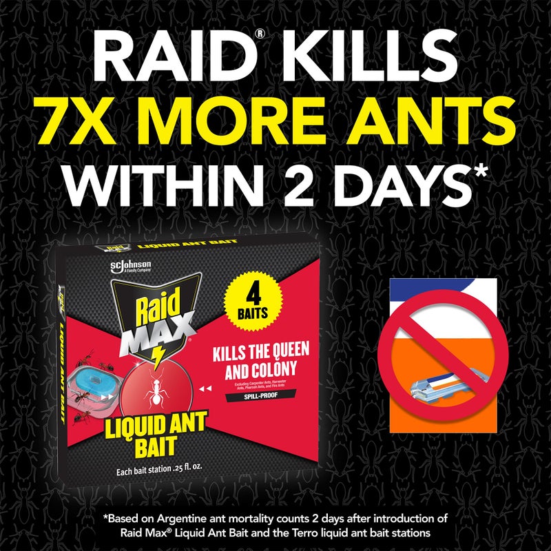 Raid Max Liquid Ant Bat; Kills Ants Where They Breed, For Indoor and Outdoor Use; 8 Bait Stations - Image 2