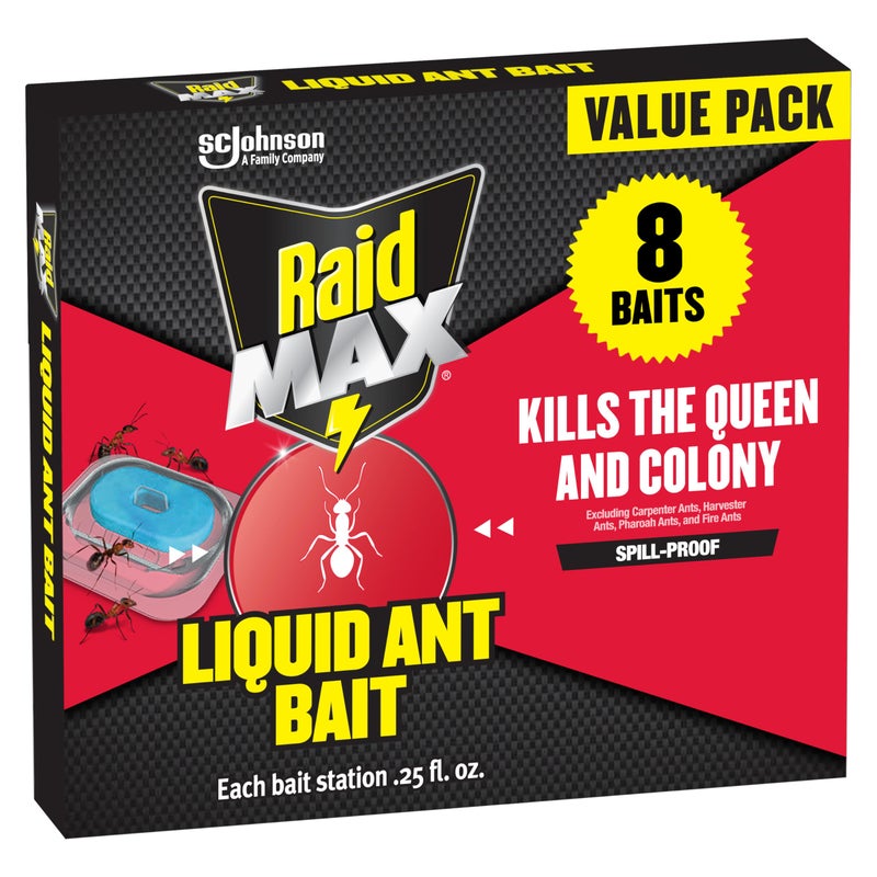 Raid Max Liquid Ant Bat; Kills Ants Where They Breed, For Indoor and Outdoor Use; 8 Bait Stations - Image 1