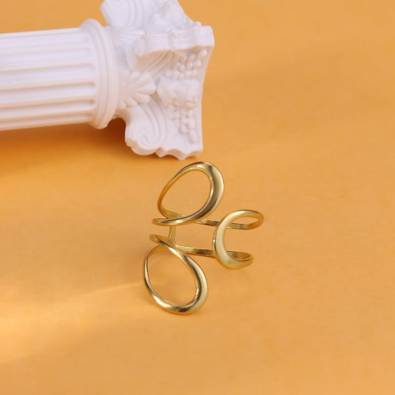 CSIYANJRY99 Gold Rings for Women Non Tarnish Adjustable Thumb Ring for Women Finger Ring Chunky Gold Silver Rings Anillos Para Mujer Stainless Steel New Year Anniversary Birthday Jewelry A-Gold - Image 5
