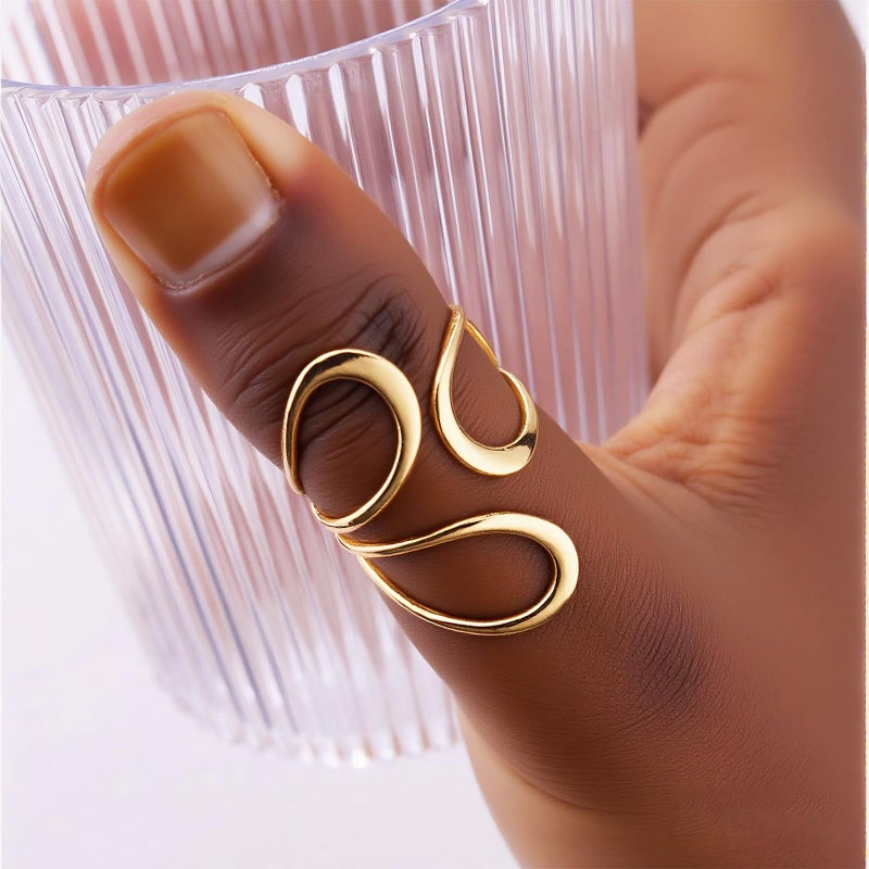 CSIYANJRY99 Gold Rings for Women Non Tarnish Adjustable Thumb Ring for Women Finger Ring Chunky Gold Silver Rings Anillos Para Mujer Stainless Steel New Year Anniversary Birthday Jewelry A-Gold - Image 2
