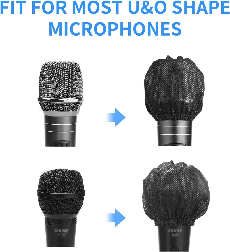 LASMEX Microphone Cover 400pcs (200 pairs) Microphone Covers Disposable Individually Wrapped Mic Cover For Sanitary Mic Covers Disposable For Mic Microphone Windscreen & Pop Filters Black (400 pack-Black) - Image 5