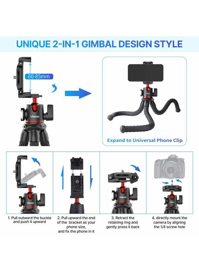 Ulanzi MT-33 Camera Tripod,Flexible Mini Tripod with 1/4" Screw for Magic Arm,Octopus Tripod Compatible with iPhone 12 Samsung Canon Nikon Sony Cameras - Image 2